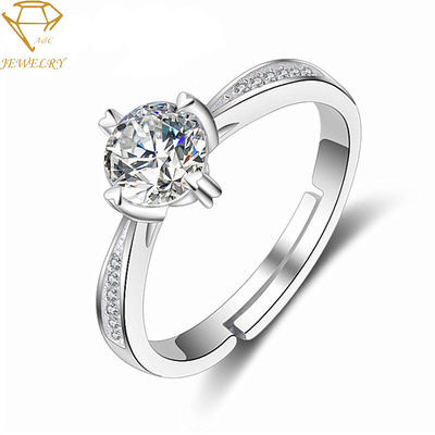 3A zircon Sterling Silver Custom Wedding Rings pour des femmes