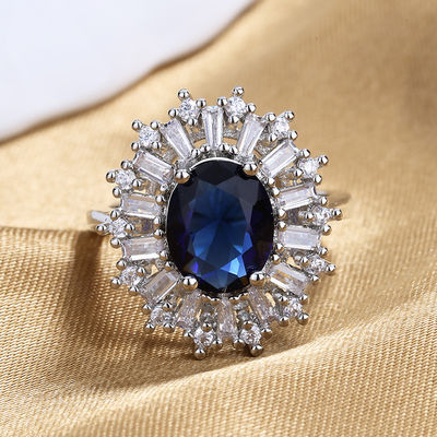 Zircon argenté creux Sapphire Wedding Ring Prong Setting de D.C.A.
